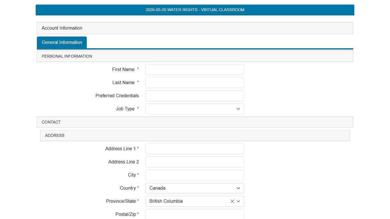 2026-05-20 Water Rights - Virtual Classroom Registration Account Information - BCWWA BC Water & Waste Association